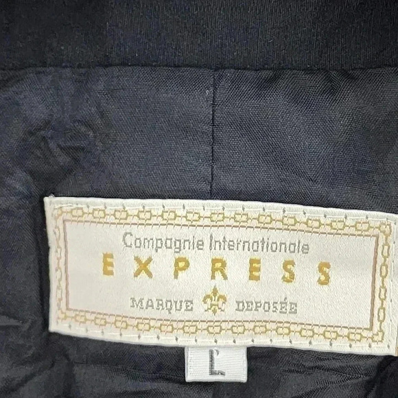 Express Made In France Stretched Black Full Zip Women's Blazer L - Picture 7 of 10